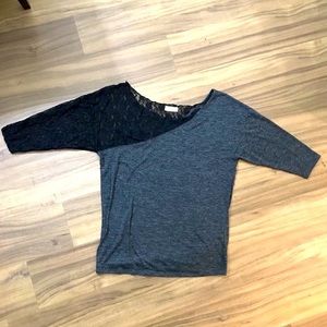 Solemio Long Sleeve Top W/ Black Lace Sleeve